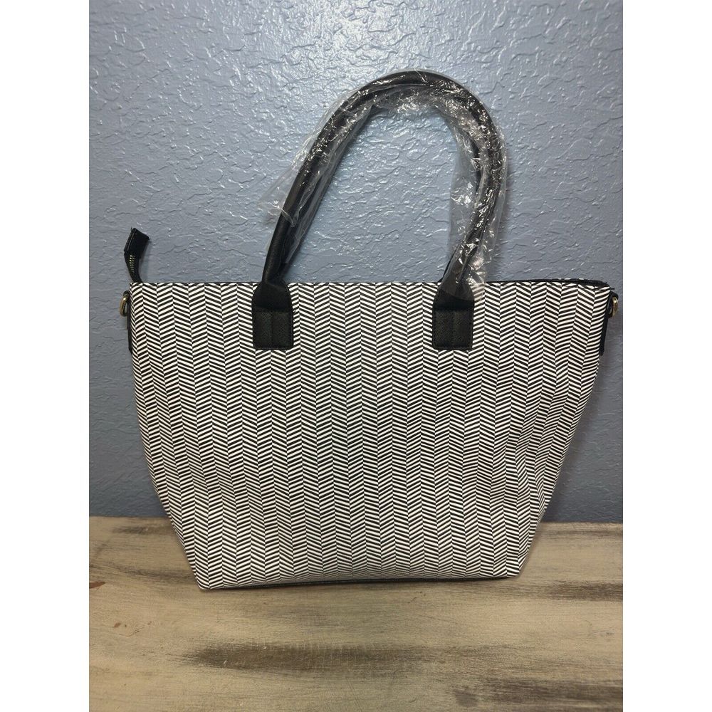 Trina Turk Large Shoulder Tote Bag/ Purse Black/white W/detachable Strap New #26 - Picture 6 of 10
